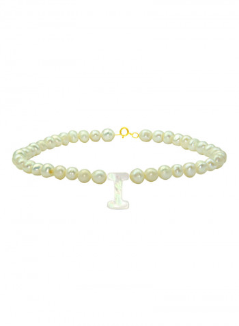 18 Karat Gold With Pearls Letter I Luxury Pet Collar Bracelet