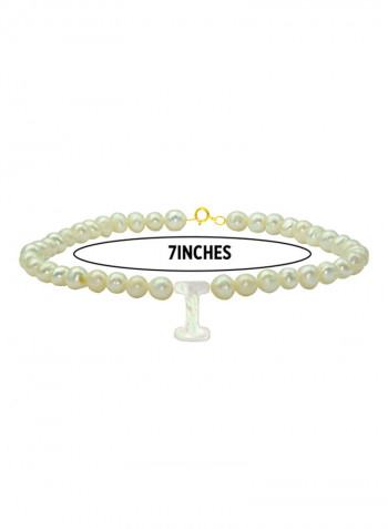 18 Karat Gold With Pearls Letter I Luxury Pet Collar Bracelet
