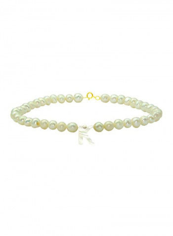 18 Karat Gold With Pearls Letter K Bracelet