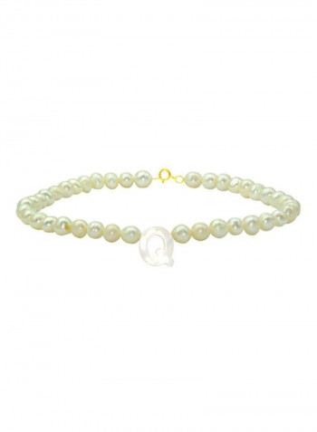18 Karat Gold With Pearls Letter Q Luxury Pet Collar Bracelet