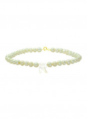 18 Karat Gold With Pearls Letter R Bracelet
