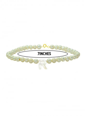 18 Karat Gold With Pearls Letter R Bracelet