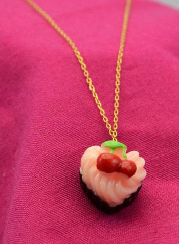 18 Karat Gold Heart Shape Cupcake Cherry Chain Bracelet