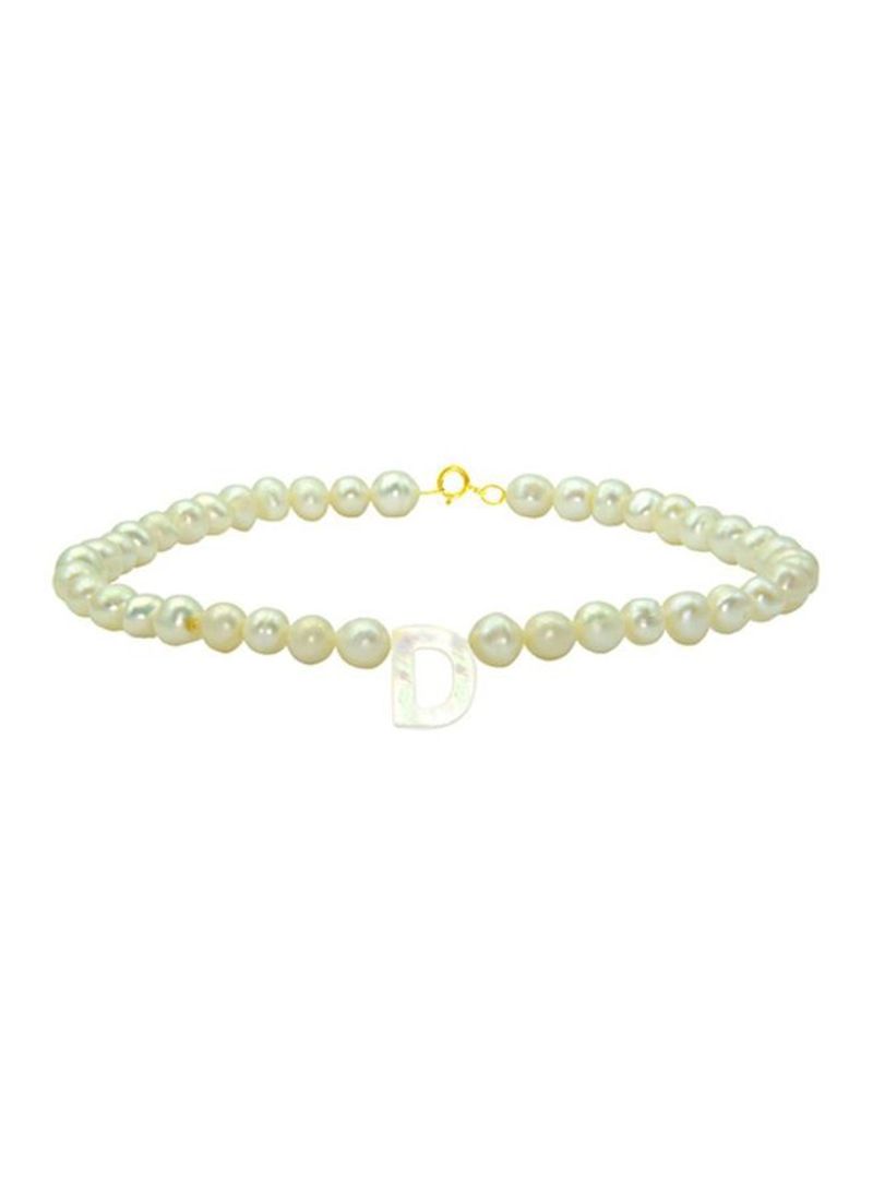 18 Karat Gold Pearls Letter Designed Bracelet