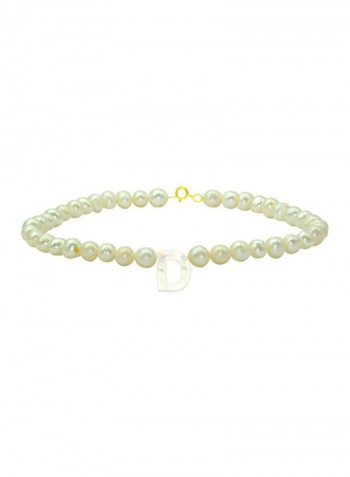 18 Karat Gold Pearls Letter Designed Bracelet