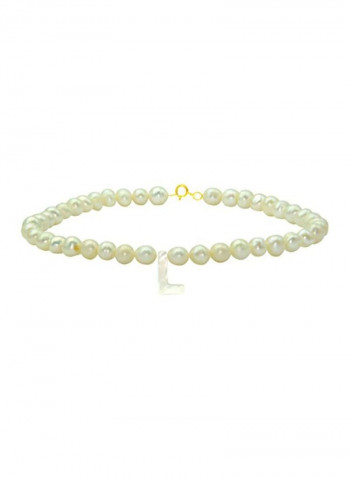 18 Karat Gold With Pearls Letter L Bracelet