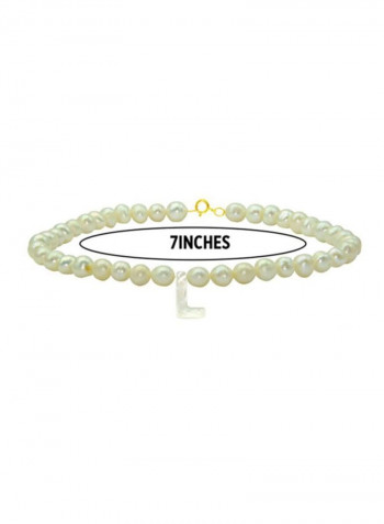 18 Karat Gold With Pearls Letter L Bracelet