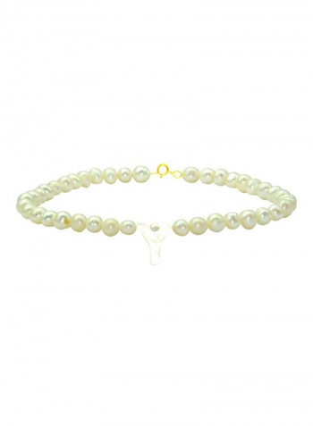 18 Karat Gold With Pearls Letter Y Luxury Pet Collar Bracelet