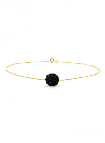 18 Karat Solid Yellow Gold Simple 10 mm Crystal Ball Chain Bracelet