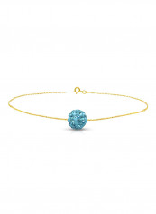18 Karat Solid Yellow Gold Simple 10 mm Crystal Ball Chain Bracelet