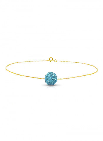 18 Karat Solid Yellow Gold Simple 10 mm Crystal Ball Chain Bracelet