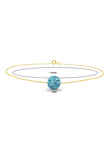 18 Karat Solid Yellow Gold Simple 10 mm Crystal Ball Chain Bracelet