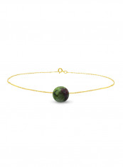 18 Karat Solid Yellow Gold Zoisite Chain Bracelet