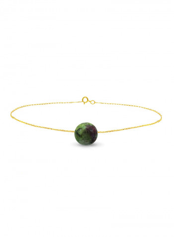 18 Karat Solid Yellow Gold Zoisite Chain Bracelet