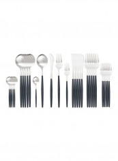 30-Piece Various Size Stainless Steel Cutlery Set Silver/Black