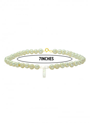 18 Karat Gold With Pearls Letter T Luxury Pet Collar Bracelet