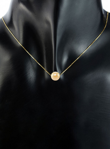 18 Karat Solid Gold With 8 mm Pearl Pendant Necklace
