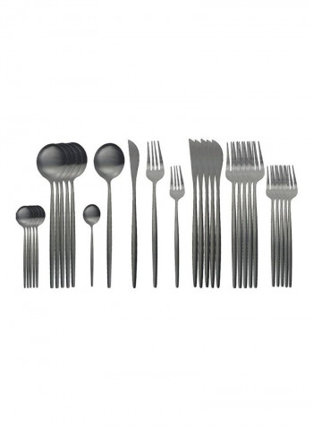 30-Piece Various Size Stainless Steel Cutlery Set Grey