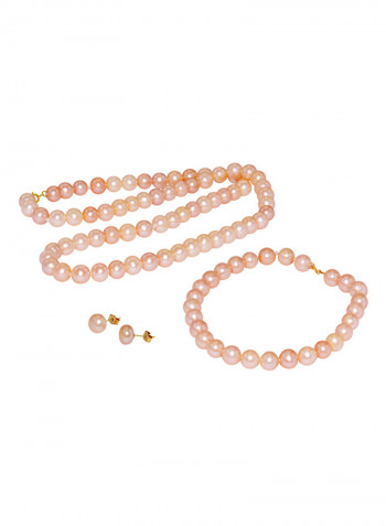 10K Gold Pearl Strand Jewellery Set