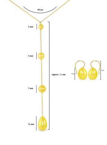 18 Karat Gold Gradual Built-in With Drop Pearl 2 Piece Jewellery Set