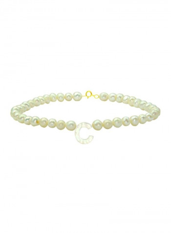18 Karat Gold Pearls Letter C Bracelet