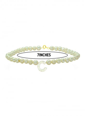 18 Karat Gold Pearls Letter C Bracelet