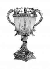 Light-Up Tri Wizard Dragon Champions Goblet Cup Silver/Clear 10x6inch