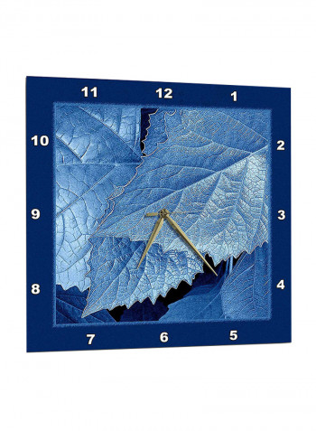 Metallic Leaves With Royal Frame Wall Clock Blue 13 x 13inch
