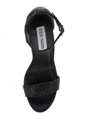 Tuva Flat Dress Sandals Black Crystal/Beige