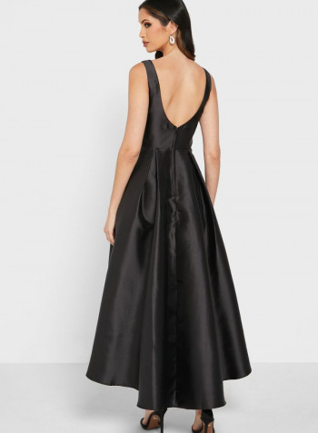 Pleated A-Line Dress Black