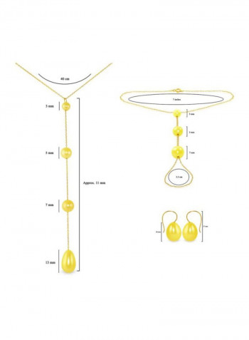 3-Piece 10 Karat Gold Gradual Built-in With Drop Pearl Jewellery Set