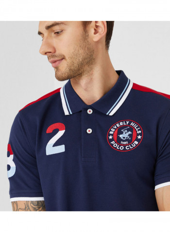 Stylish Collared Neck Polo Blue