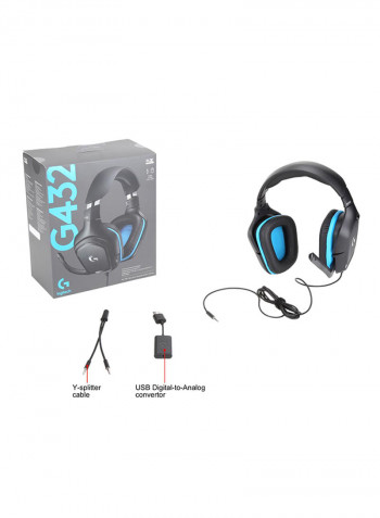 G432 7.1 Surround Sound Wired Gaming Headset Black