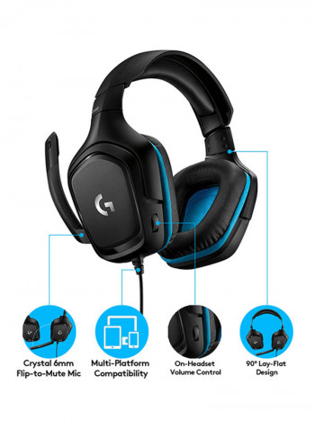 G432 7.1 Surround Sound Wired Gaming Headset Black