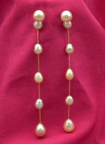 18 Karat Solid Yellow Gold 5 mm Pearls Detachable Earrings