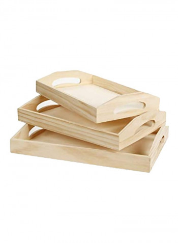 3-Piece Wood Tray Wood