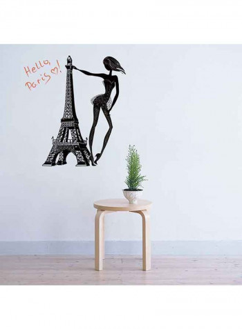 Cartoon Girl With Tower Pattern Wall Sticker Black 70x50centimeter