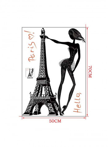 Cartoon Girl With Tower Pattern Wall Sticker Black 70x50centimeter