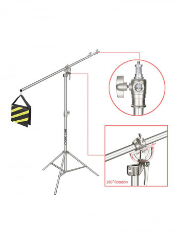 L380 Stainless Silver Photostudio Two Way Light Stand 120cm Silver