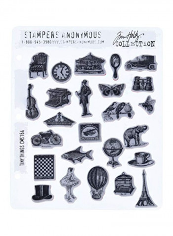Tim Holtz Collection Rubber Stamp Set - Tiny Things Black/Grey
