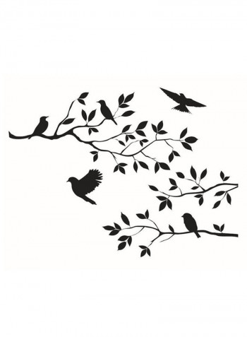 Bird Tree Waterproof Wall Sticker Black 60x35centimeter