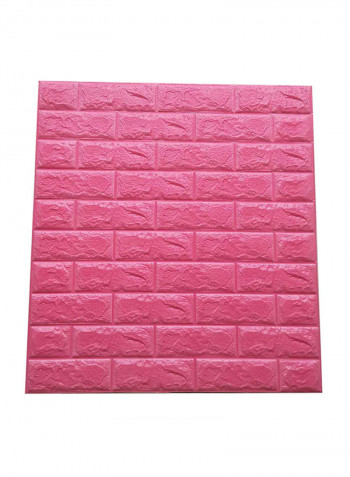 Brick Print Waterproof Self-Adhesive Wall Sticker Pink 70x77centimeter
