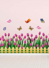 Creative Floral Butterfly Pattern Wall Decal Multicolour 70x50centimeter