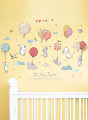 Lively Rabbit Pattern Wall Decal Multicolour 70x50centimeter