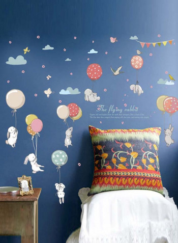 Lively Rabbit Pattern Wall Decal Multicolour 70x50centimeter