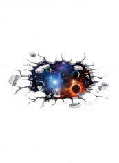 3D Universal Planet Wall Deacal Black 70x50centimeter