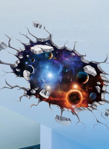3D Universal Planet Wall Deacal Black 70x50centimeter
