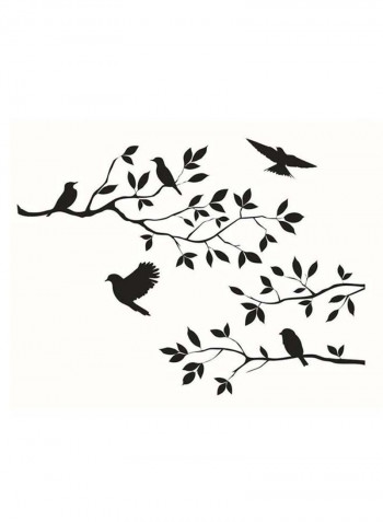 Waterproof Bird Tree Wall Decal Black 60x30centimeter
