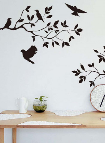 Waterproof Bird Tree Wall Decal Black 60x30centimeter