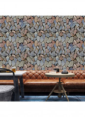 3D Stereo Stone Wallpaper Multicolour 45x200centimeter
